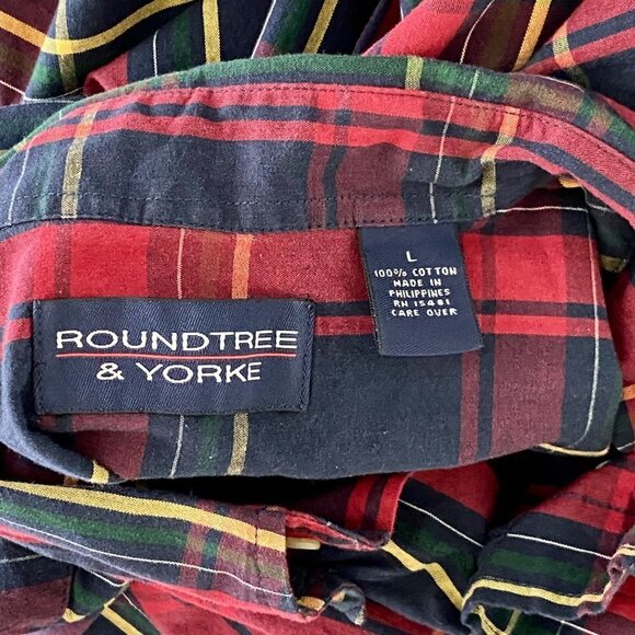 Roundtree & Yorke Short Sleeve Button Down Cotton Shirt Men's Large - Picture 6 of 7